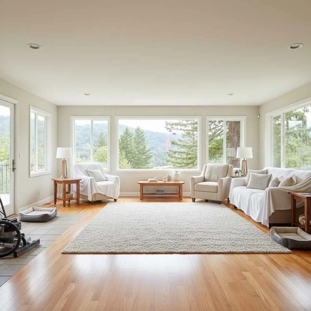 How to Prepare for Professional Carpet Cleaning in the North Bay Area 1 Floor cleared and ready for carpet cleaning