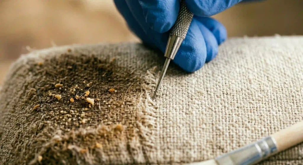 close up fabric restoration