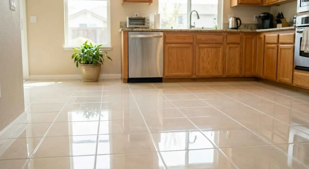 clean, bright tile flooring in a modern home