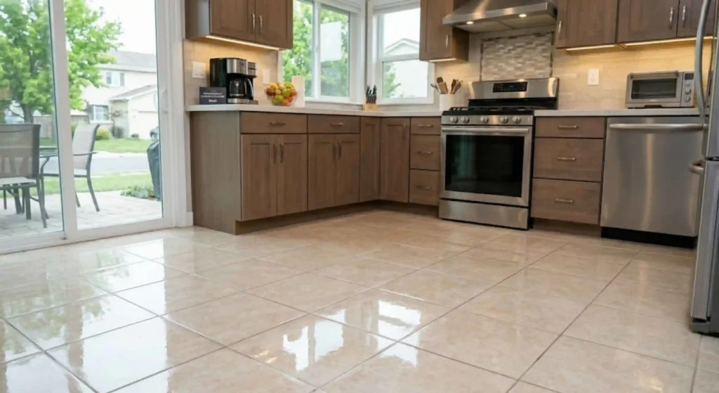 Clean and polished residential floors after professional cleaning service
