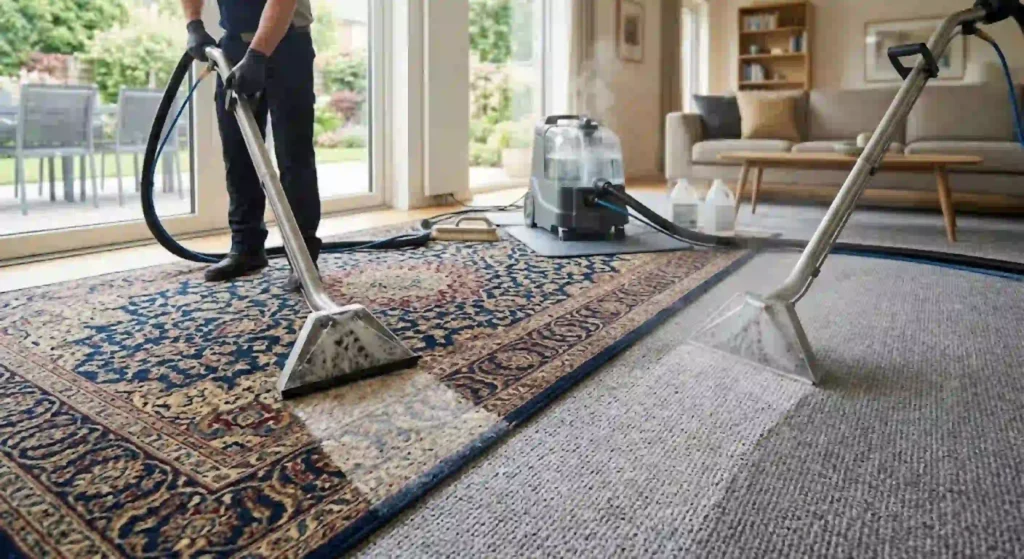 Professional deep fiber cleaning for wool and synthetic carpets