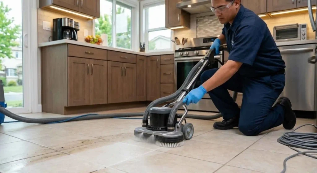 Professional tile and grout cleaning in Oakley residential kitchen