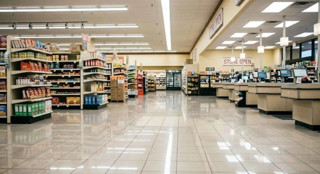 High traffic retail flooring after professional tile cleaning