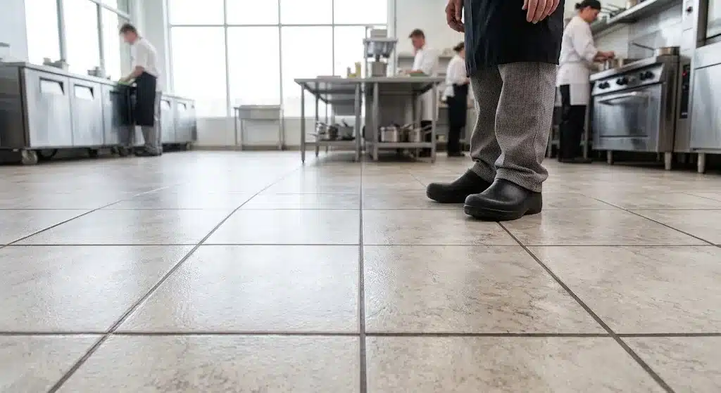 Why Commercial Kitchens Need Professional Tile Cleaning 2 Best Brothers professional cleaning team restoring commercial kitchen tile and grout