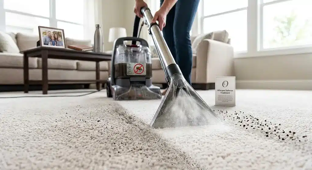 How a Deep Cleaner for Carpet Eliminates Household Allergens 1 Oakley family carpet receiving professional deep allergen cleaning